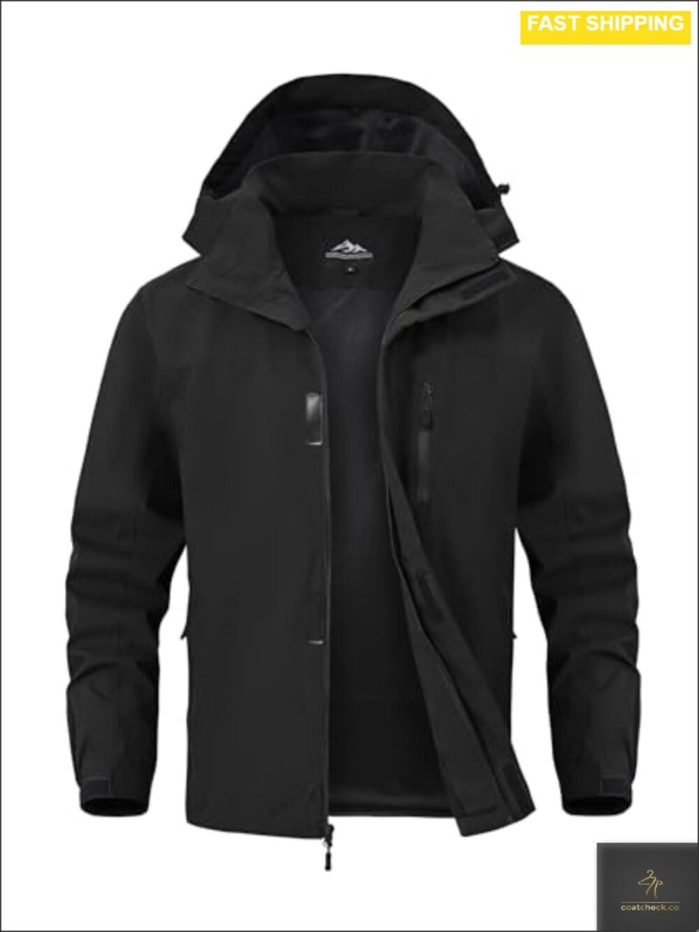 Men's Waterproof Windproof Hooded Hiking Rain Jacket Zipper Pockets Lightweight